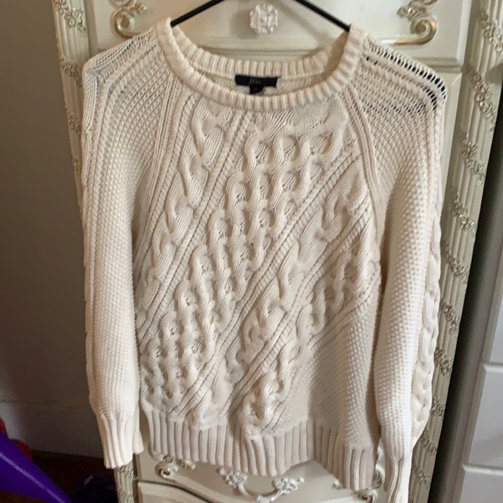 J Crew cream colored cable knit sweater